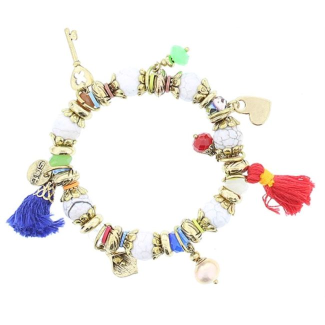 PULSERA CUENTAS METAL PIEDRAS