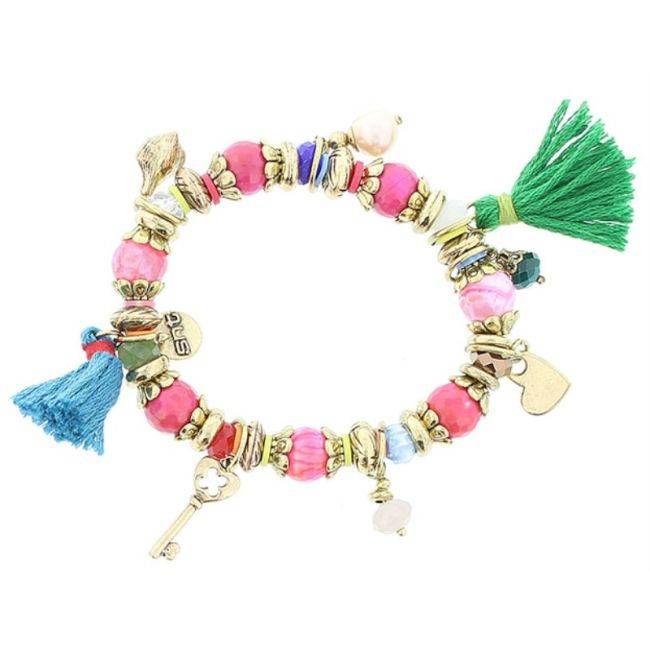 PULSERA CUENTAS METAL PIEDRAS