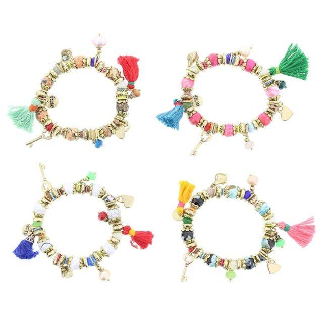 PULSERA CUENTAS METAL PIEDRAS