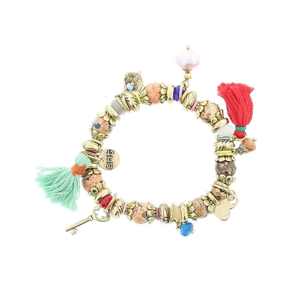 PULSERA CUENTAS METAL PIEDRAS