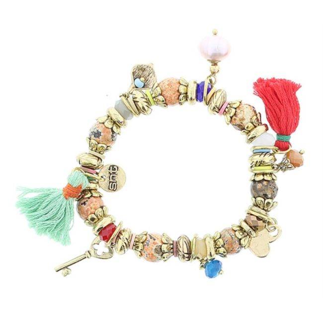 PULSERA CUENTAS METAL PIEDRAS