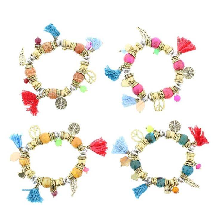 PULSERA CUENTAS METAL PIEDRAS 2