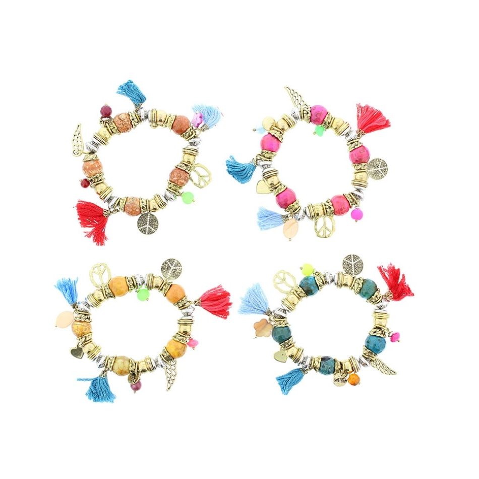 PULSERA CUENTAS METAL PIEDRAS
