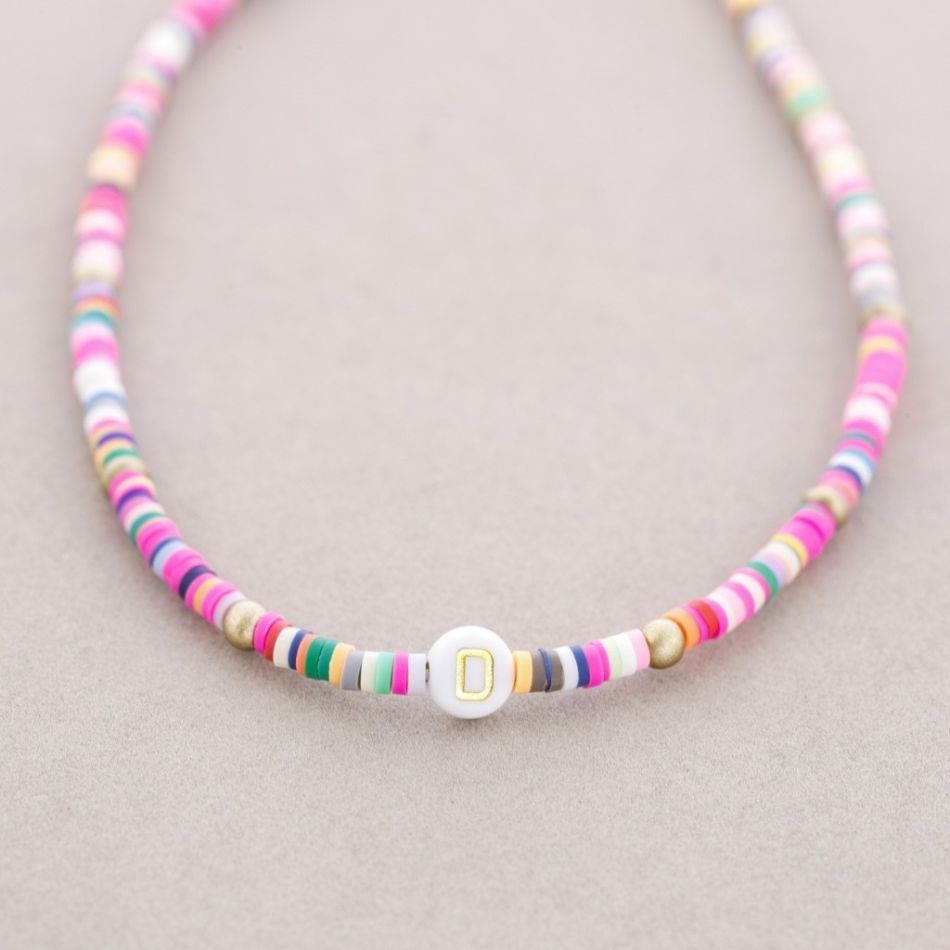 INITIAL FIMO ELASTIC SHORT NECKLACE