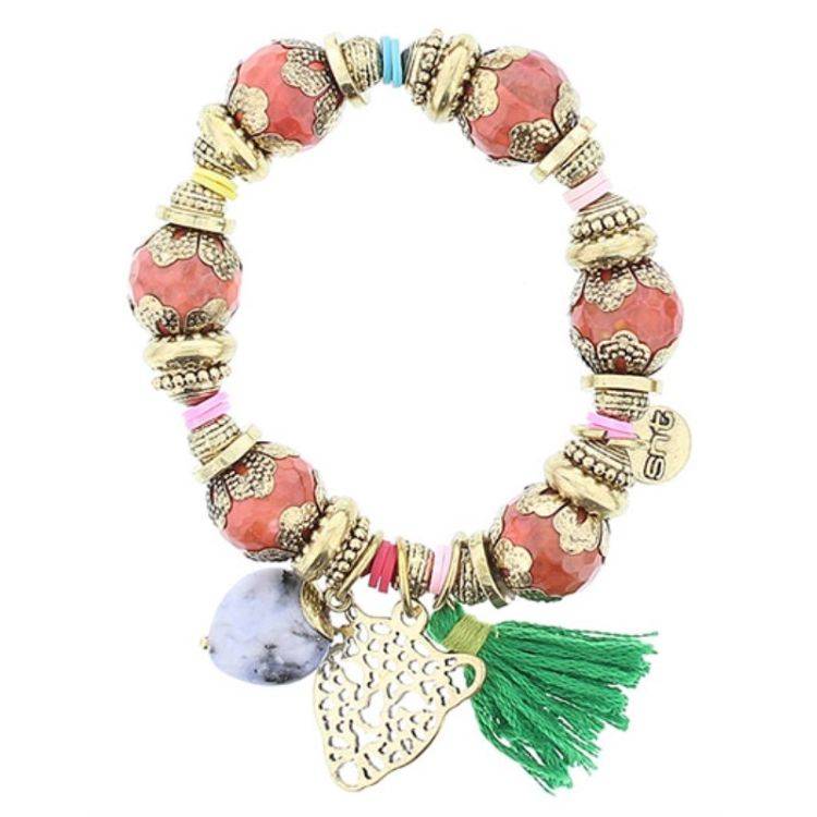 PULSERA CUENTAS METAL PIEDRAS