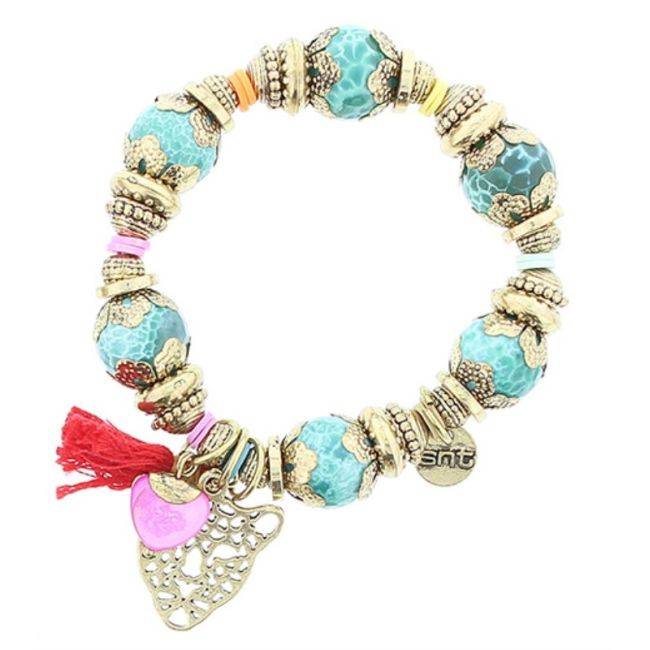 PULSERA CUENTAS METAL PIEDRAS