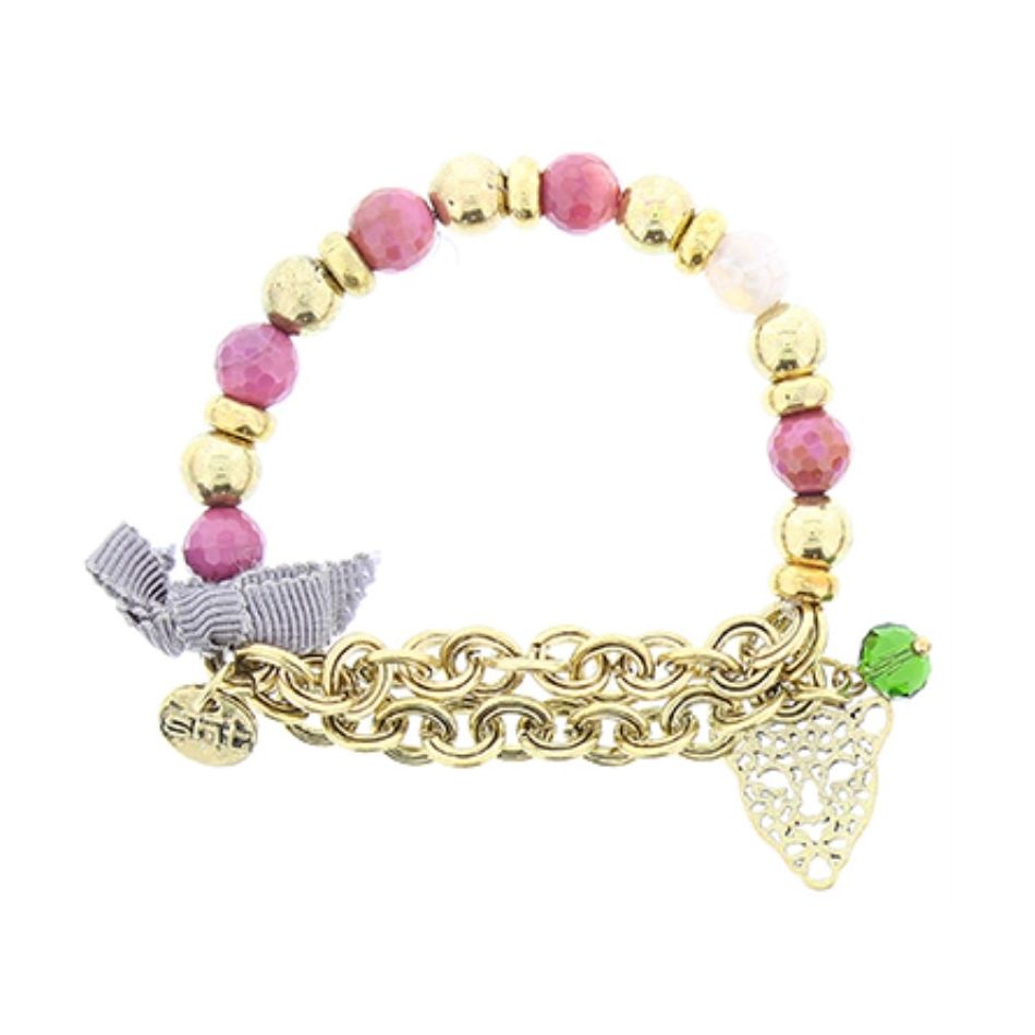 PULSERA CUENTAS METAL PIEDRAS