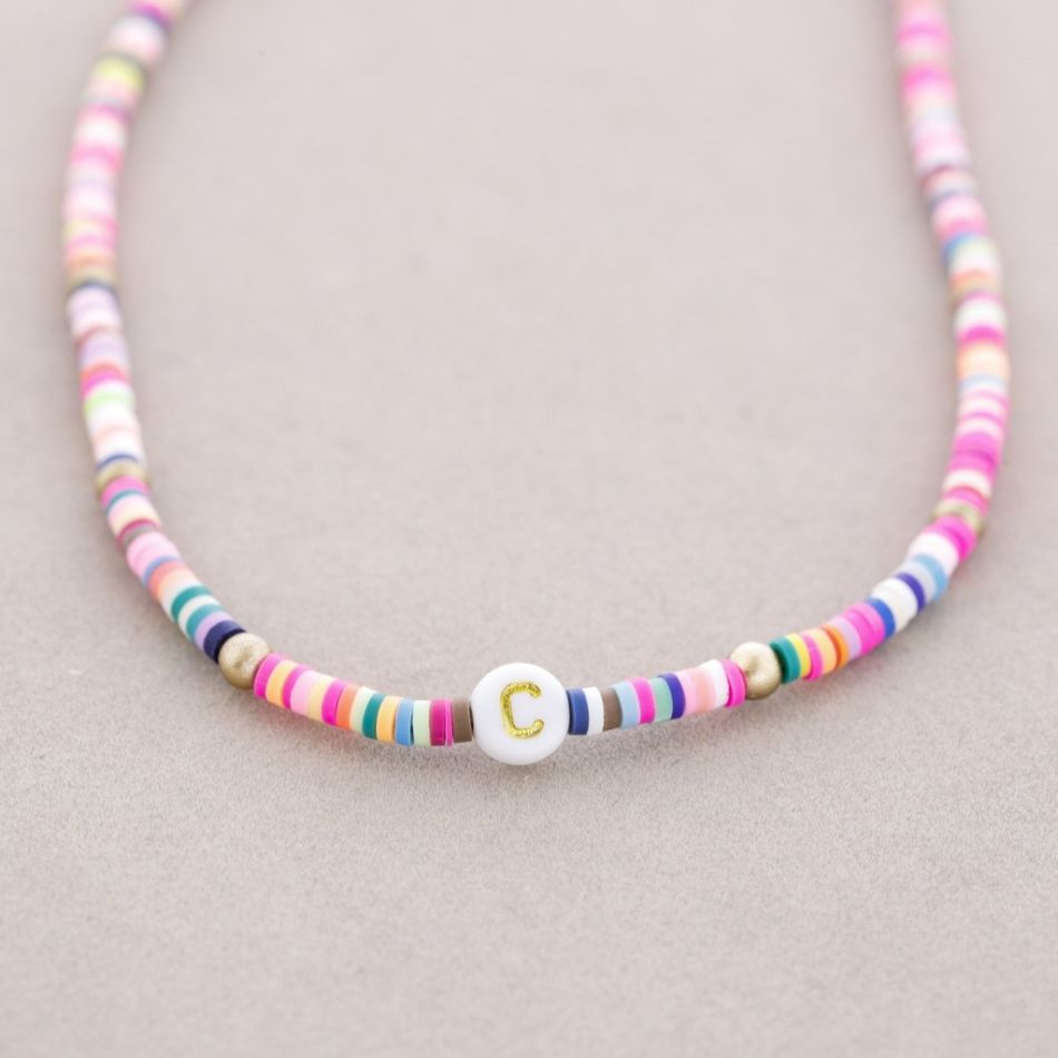 INITIAL FIMO ELASTIC SHORT NECKLACE