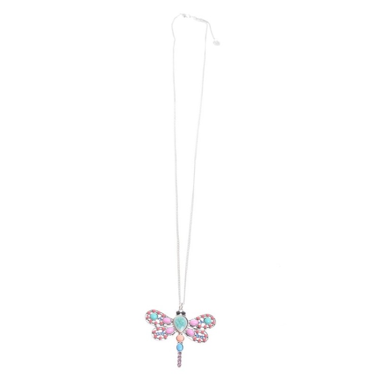 LONG PENDANT NECKLACE METAL BEADS