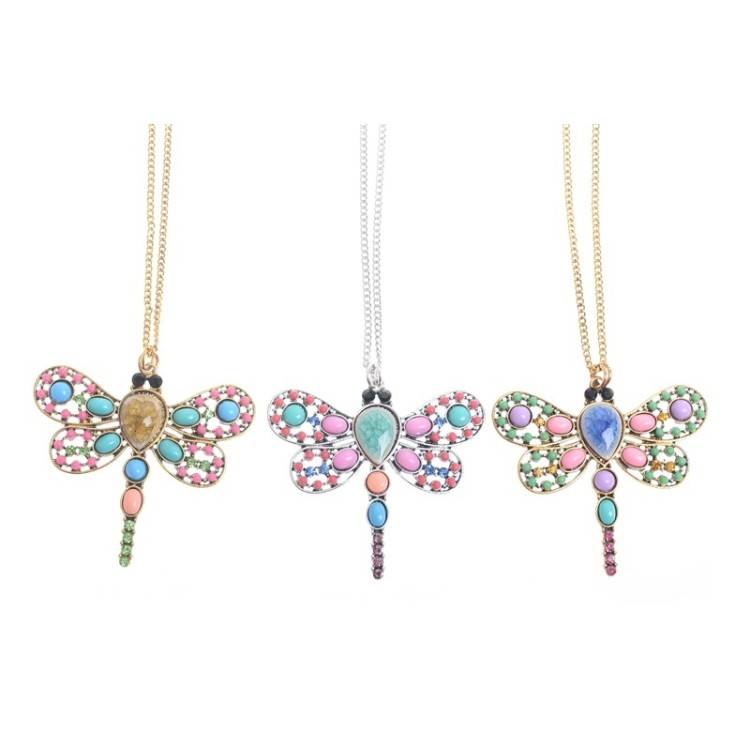 LONG PENDANT NECKLACE METAL BEADS 2