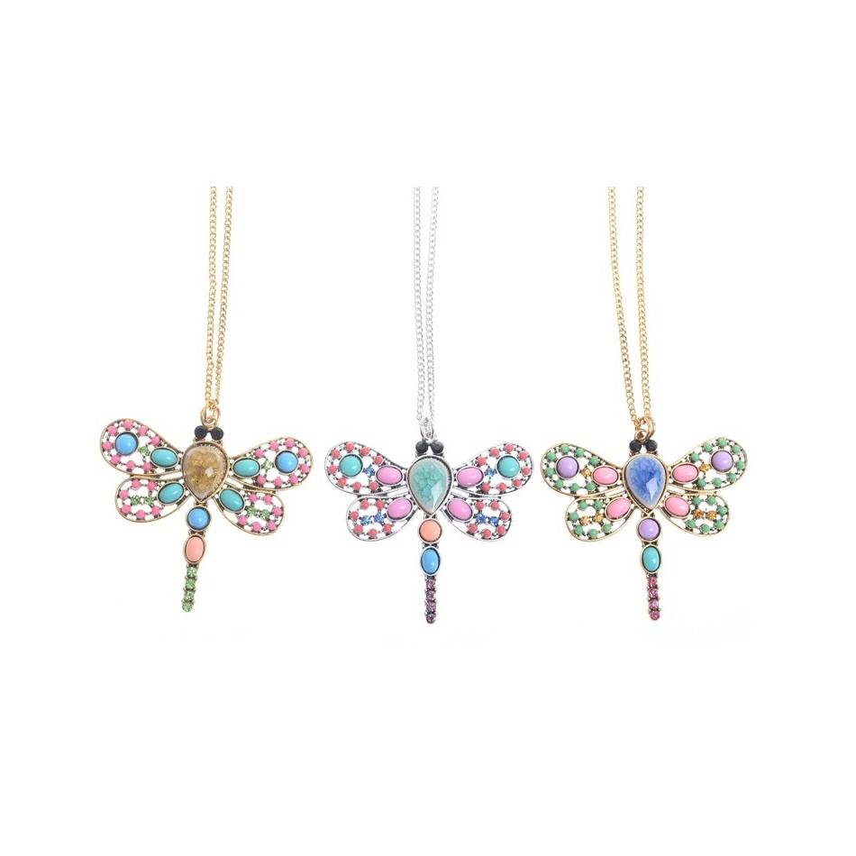 LONG PENDANT NECKLACE METAL BEADS