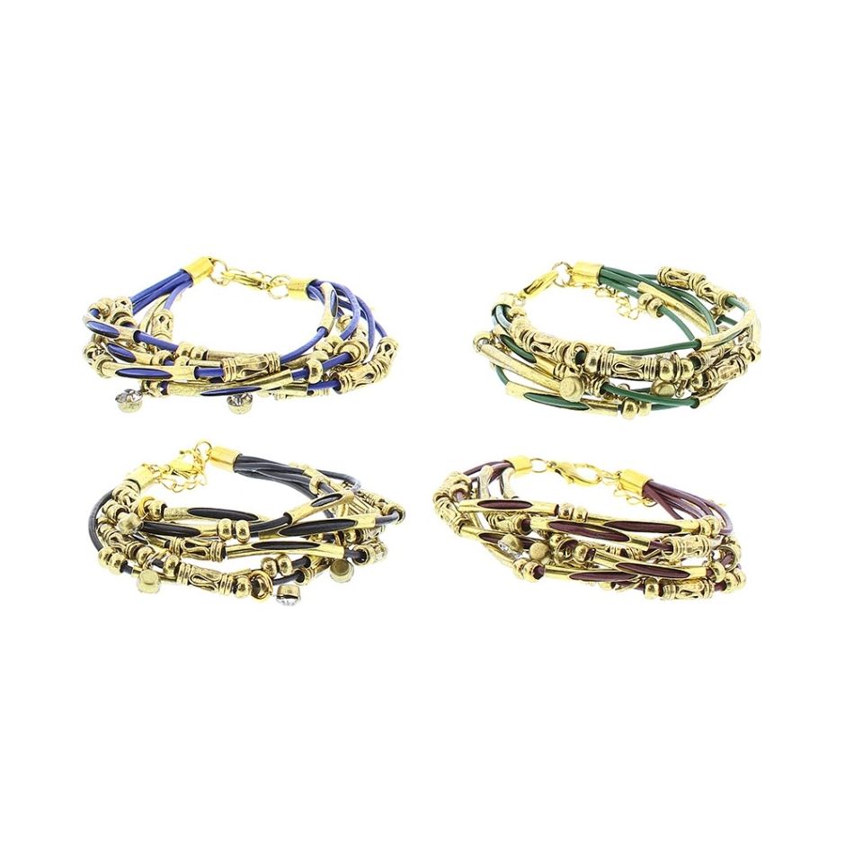 LEATHER BRACELET WITH METAL BEADS