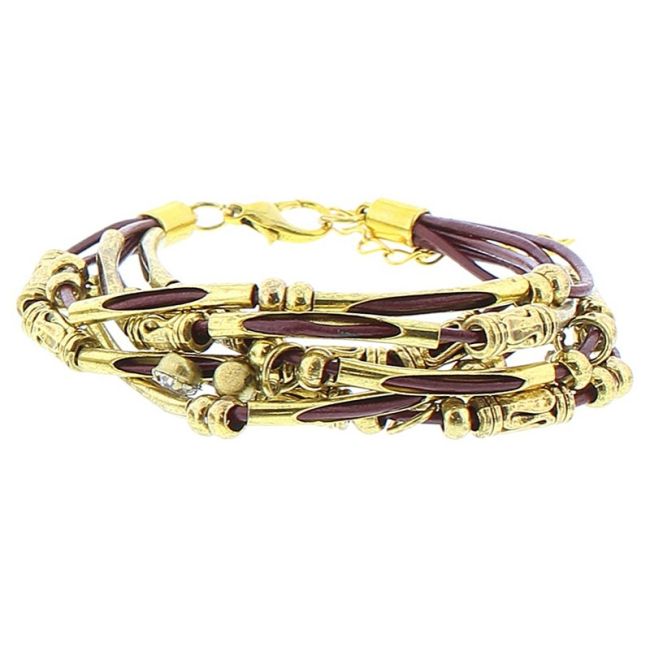 LEATHER BRACELET WITH METAL BEADS