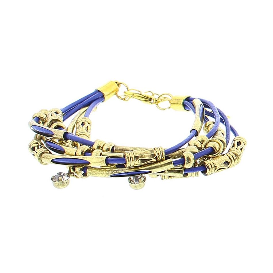 LEATHER BRACELET WITH METAL BEADS