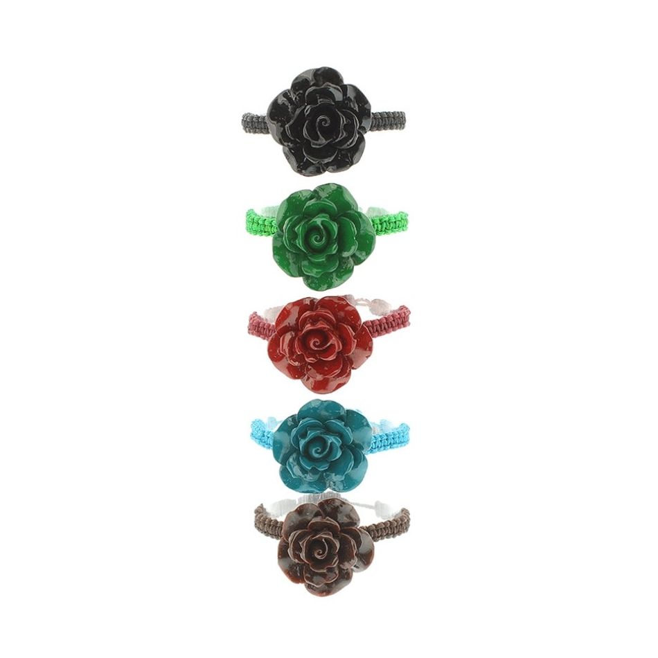PULSERA MACRAMÉ FLOR RESINA