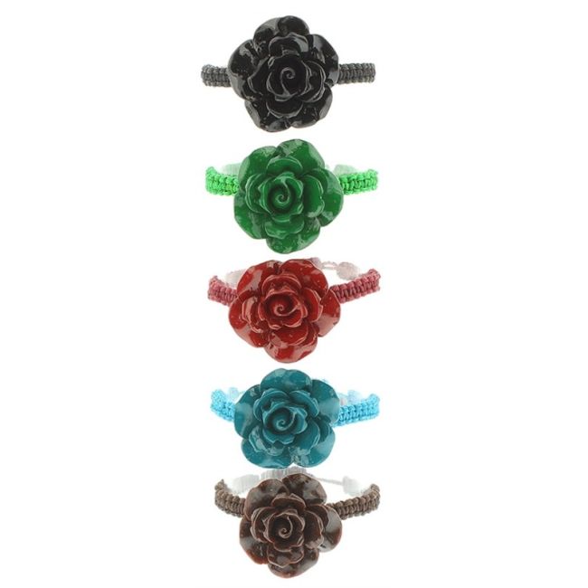 PULSERA MACRAMÉ FLOR RESINA