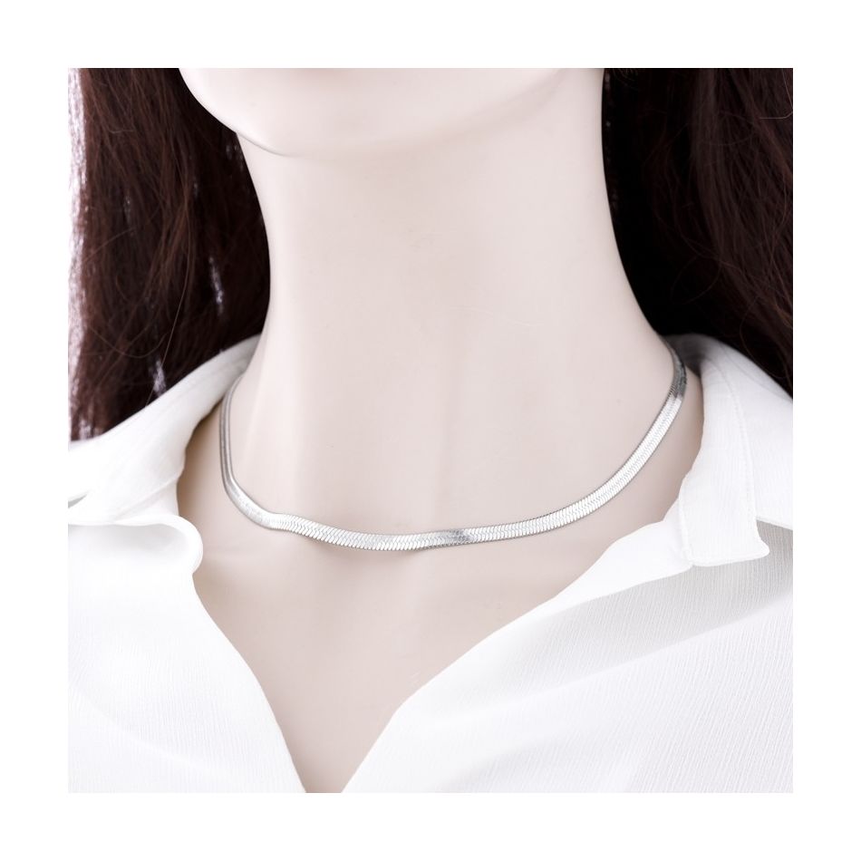 STEEL FLAT CHAIN SHORT NECKLACE