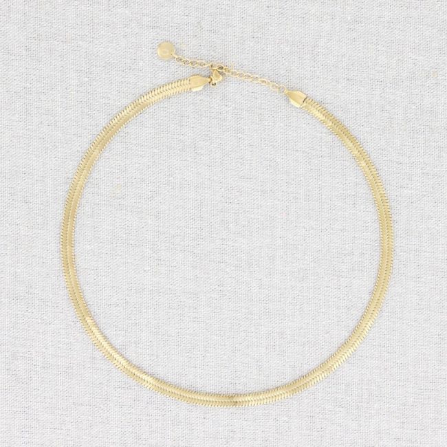 STEEL FLAT CHAIN SHORT NECKLACE