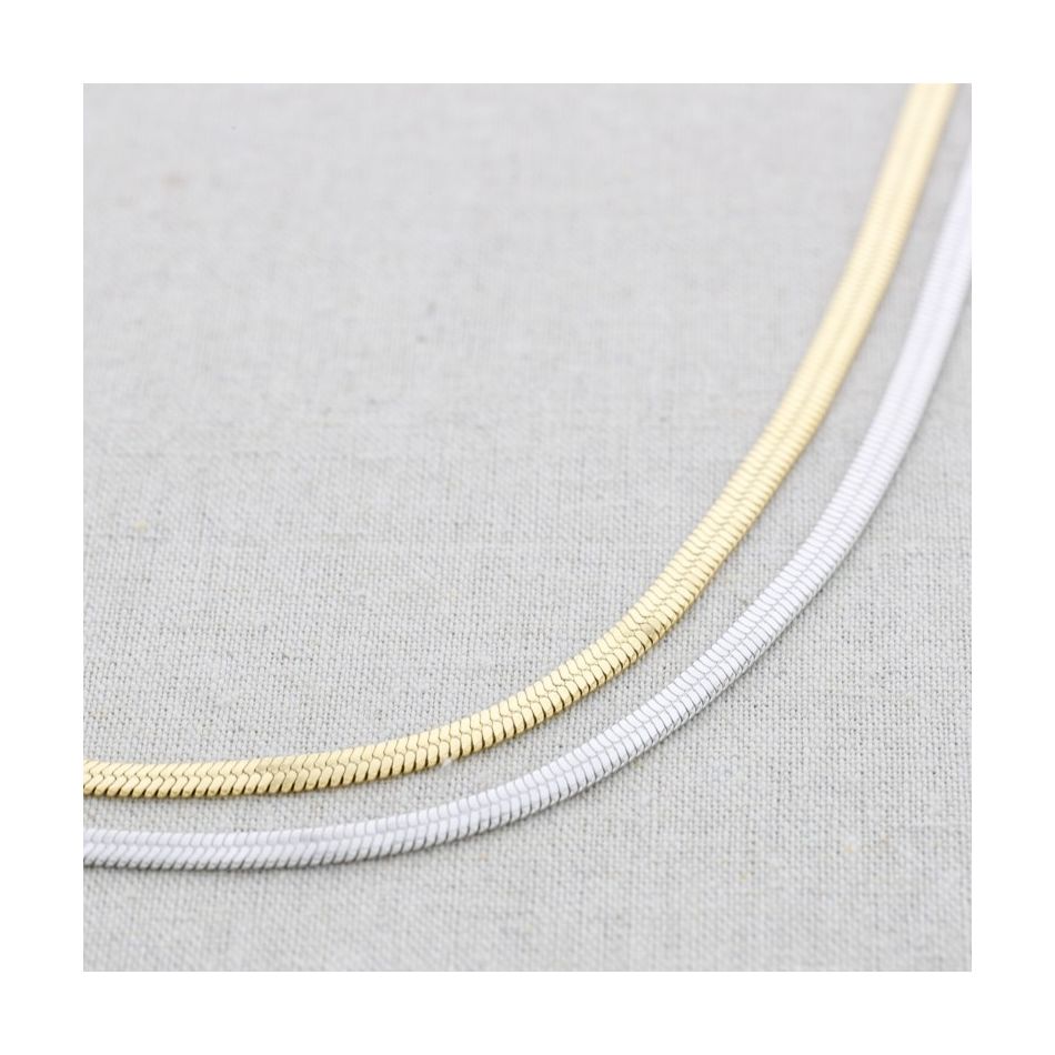 STEEL FLAT CHAIN SHORT NECKLACE