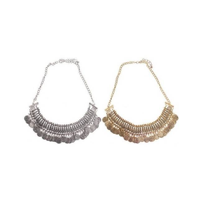 MULTI COIN SHORT NECKLACE