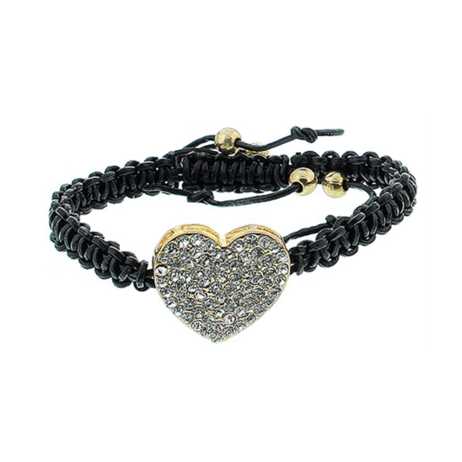 MACRAMÉ LEATHER BRACELET WITH CRYSTALS