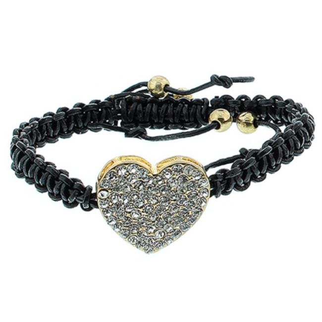 MACRAMÉ LEATHER BRACELET WITH CRYSTALS