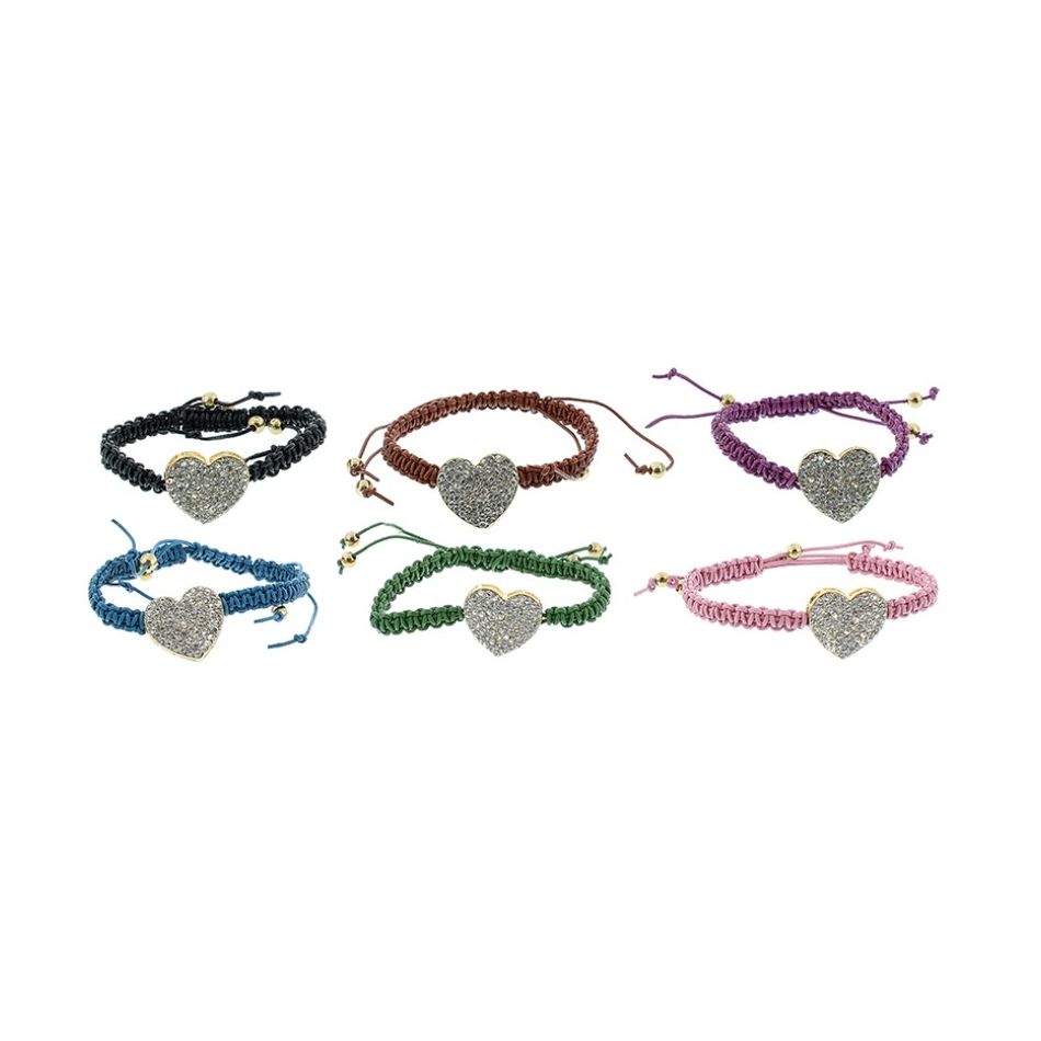 PULSERA MACRAMÉ CUERO CRISTALES