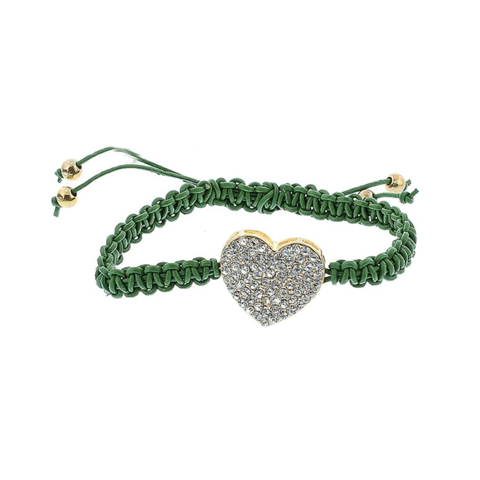 PULSERA MACRAMÉ CUERO CRISTALES