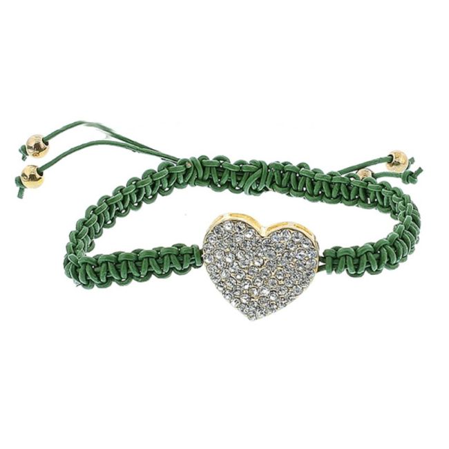 PULSERA MACRAMÉ CUERO CRISTALES
