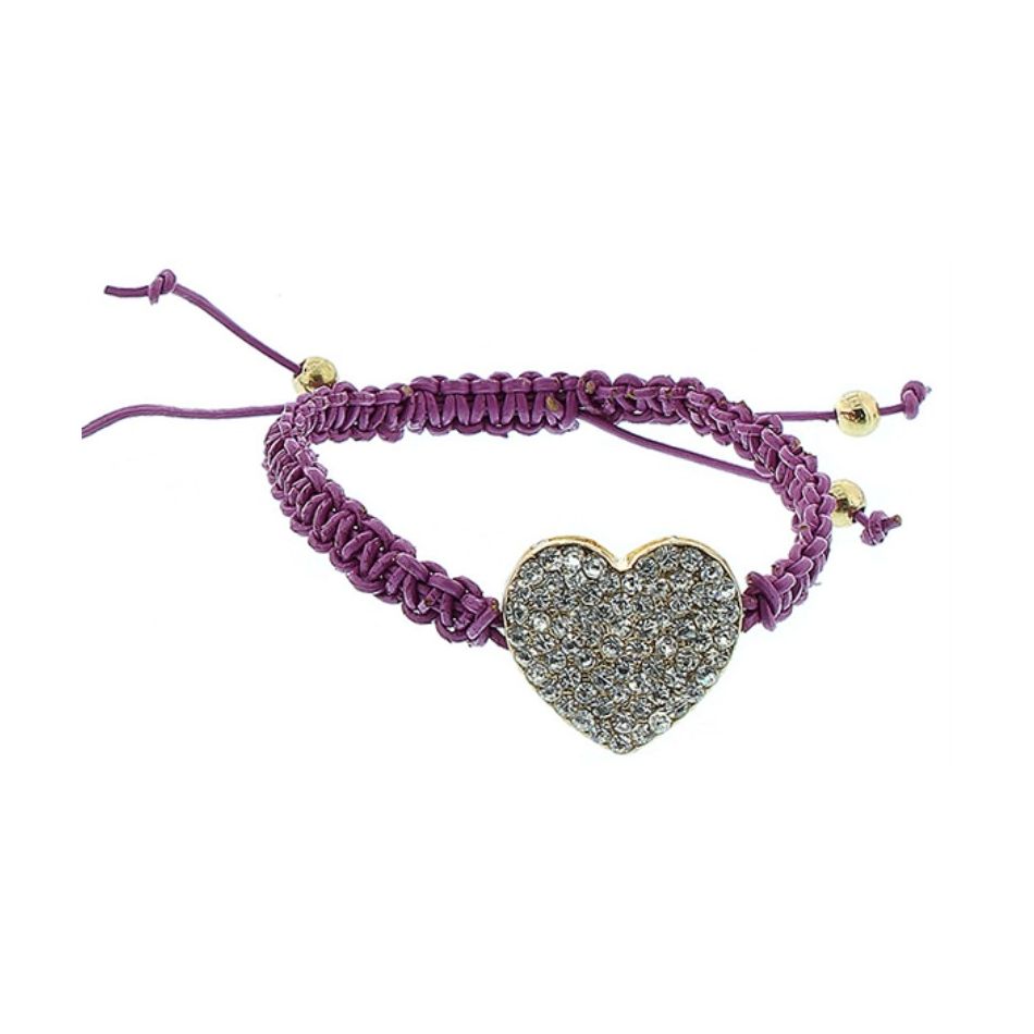 PULSERA MACRAMÉ CUERO CRISTALES