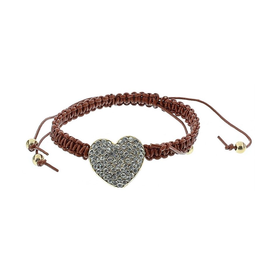 MACRAMÉ LEATHER BRACELET WITH CRYSTALS
