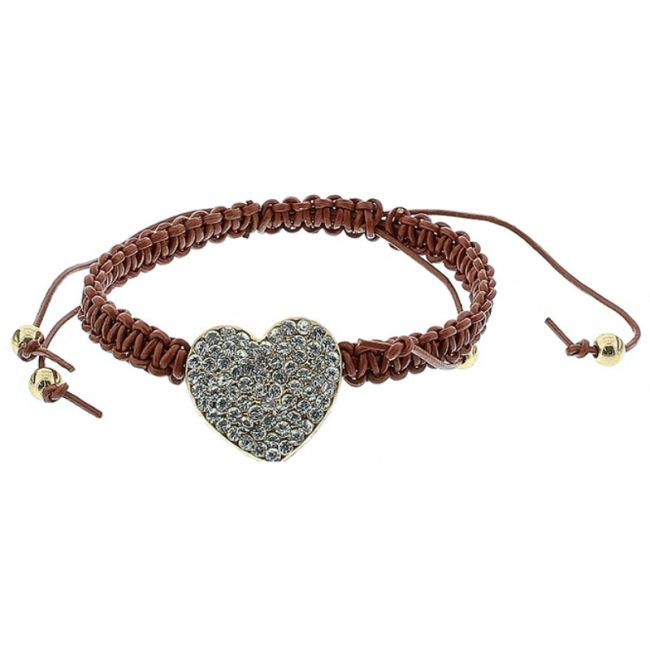 MACRAMÉ LEATHER BRACELET WITH CRYSTALS
