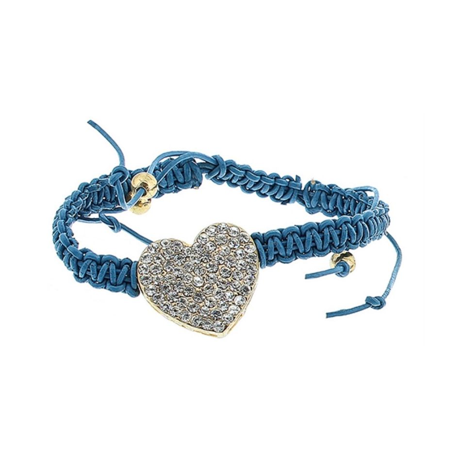 PULSERA MACRAMÉ CUERO CRISTALES