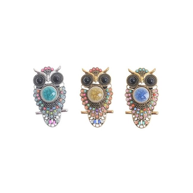 BEADS METAL FIGURE BROOCH