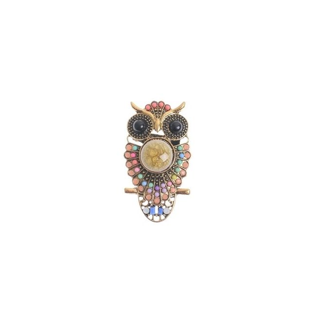 BEADS METAL FIGURE BROOCH