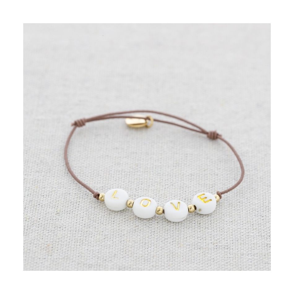 PULSERA ELÁSTICA LOVE CUENTAS ACERO