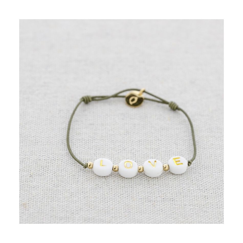 PULSERA ELÁSTICA LOVE CUENTAS ACERO