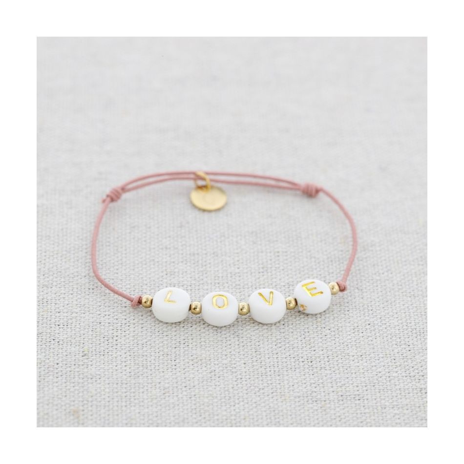 PULSERA ELÁSTICA LOVE CUENTAS ACERO