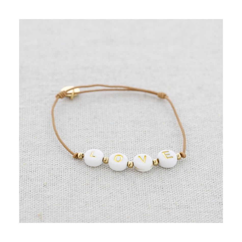 PULSERA ELÁSTICA LOVE CUENTAS ACERO