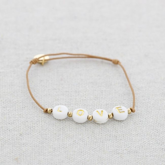 PULSERA ELÁSTICA LOVE CUENTAS ACERO