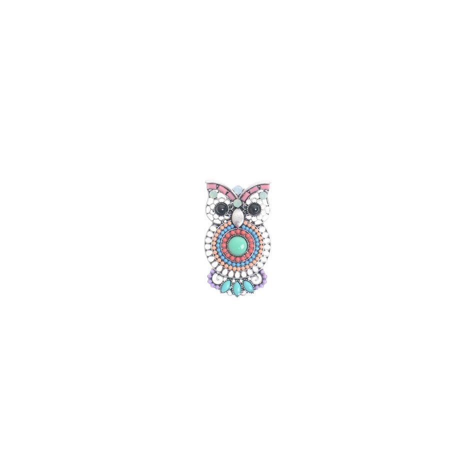 BEADS METAL OWL BROOCH