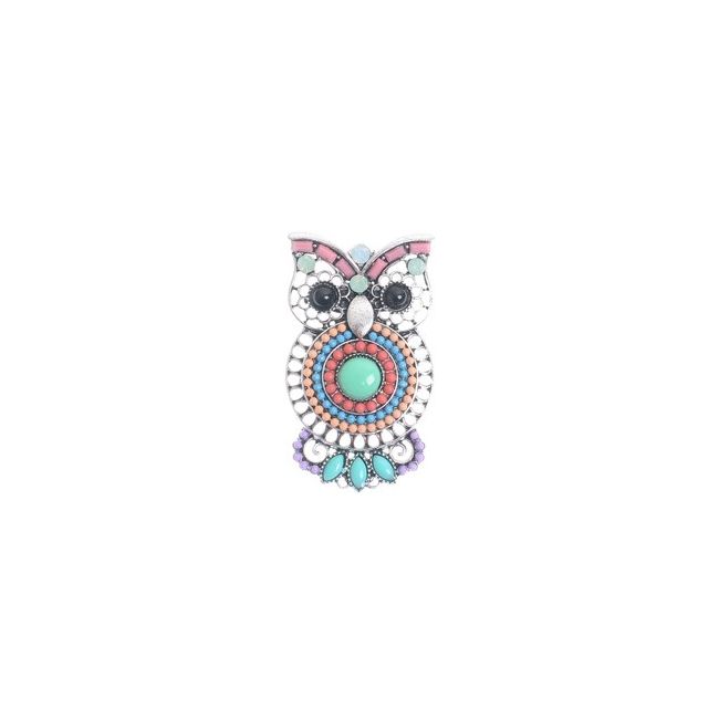 BEADS METAL OWL BROOCH