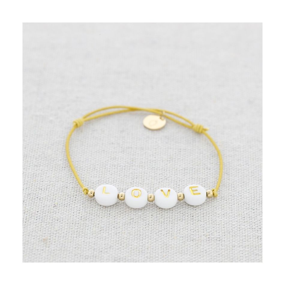 PULSERA ELÁSTICA LOVE CUENTAS ACERO