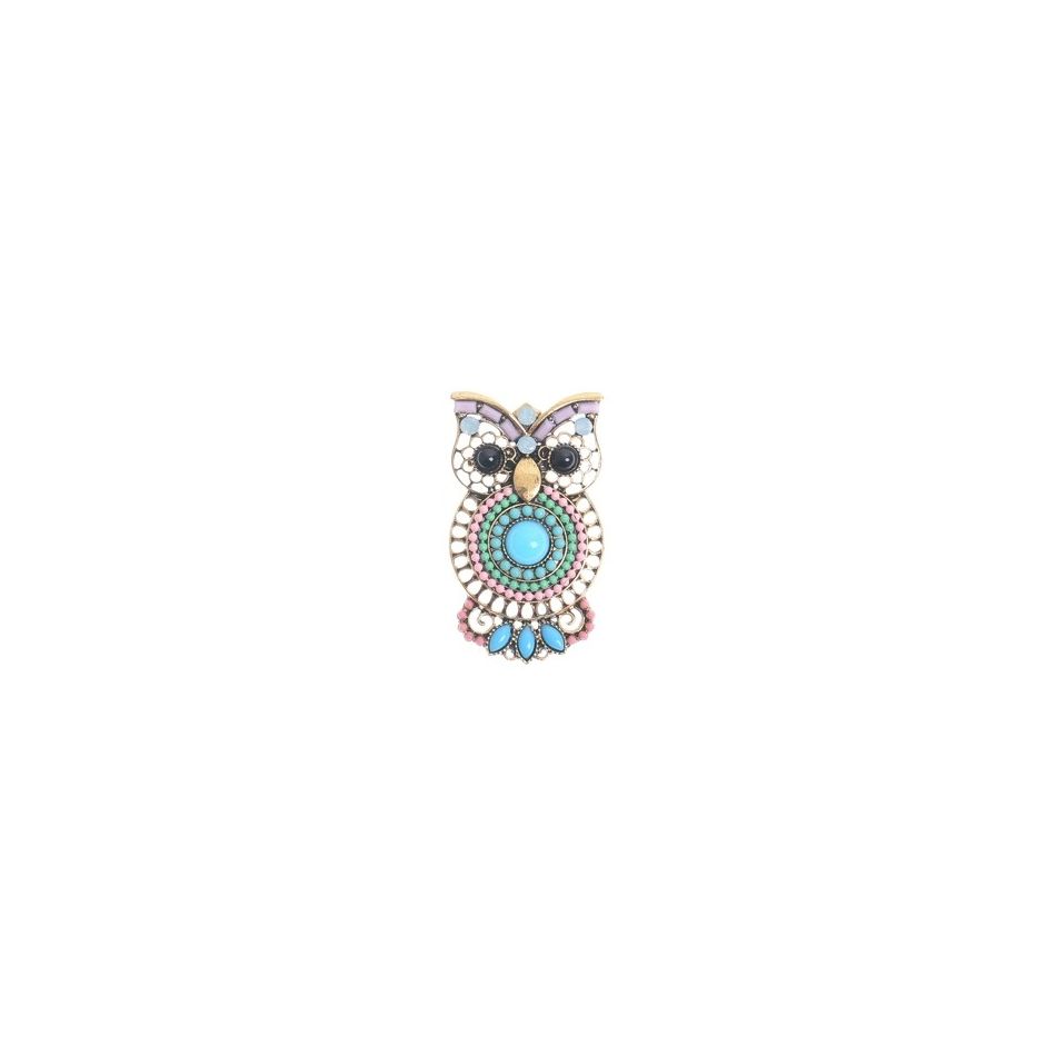 BEADS METAL OWL BROOCH