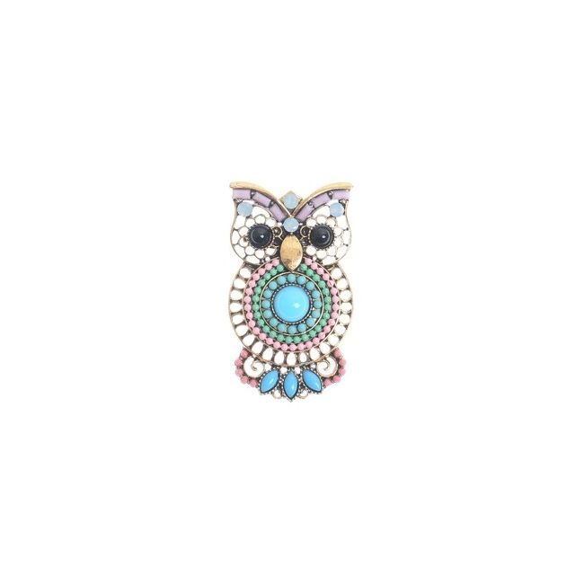 BEADS METAL OWL BROOCH