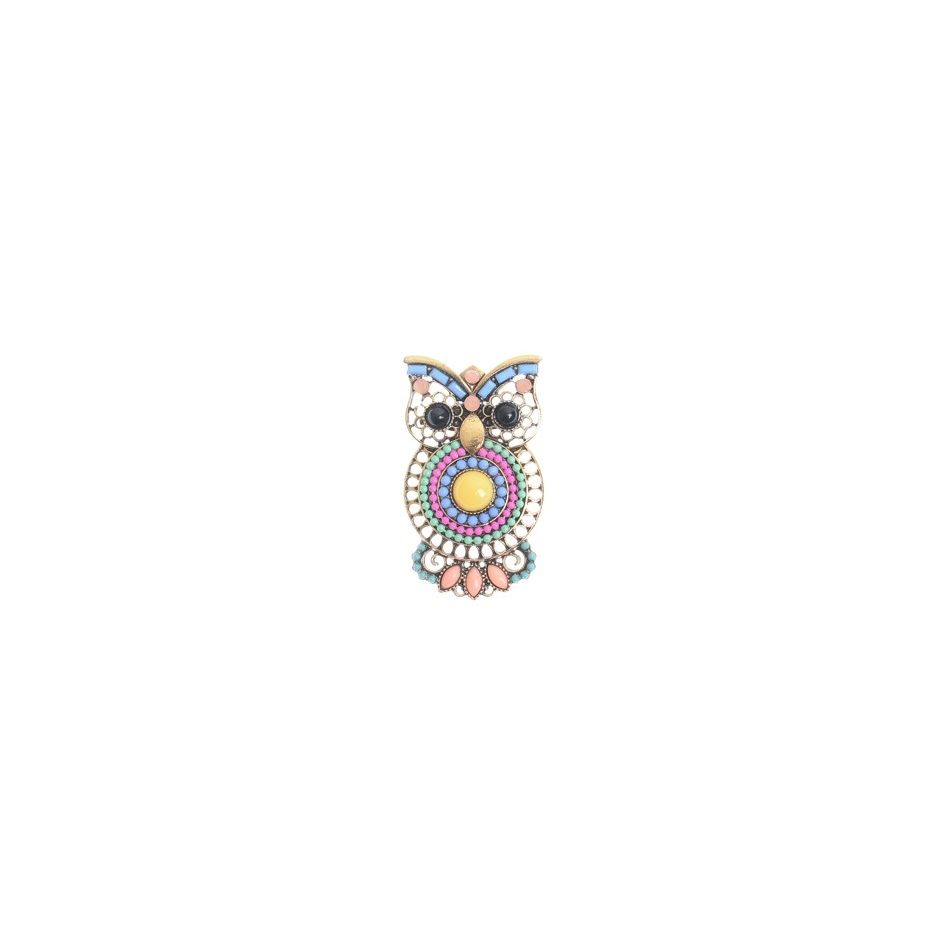 BEADS METAL OWL BROOCH