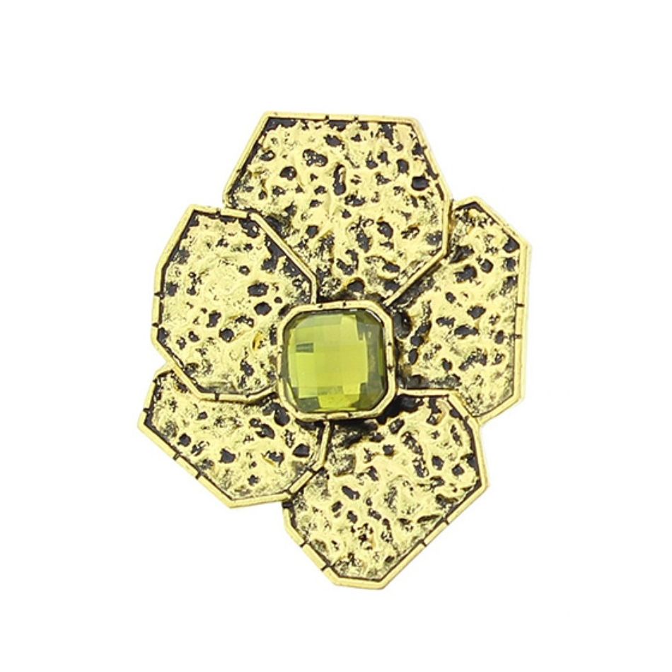 FACETED METAL CRYSTAL BROOCH