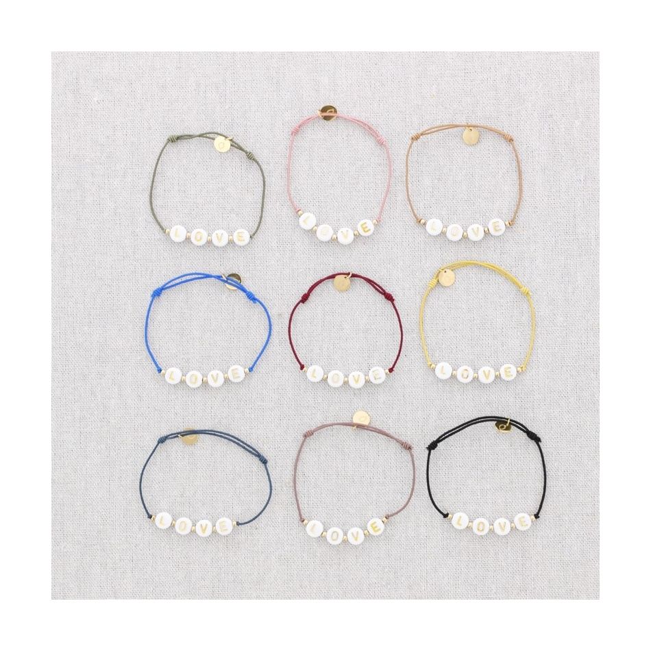 PULSERA ELÁSTICA LOVE CUENTAS ACERO