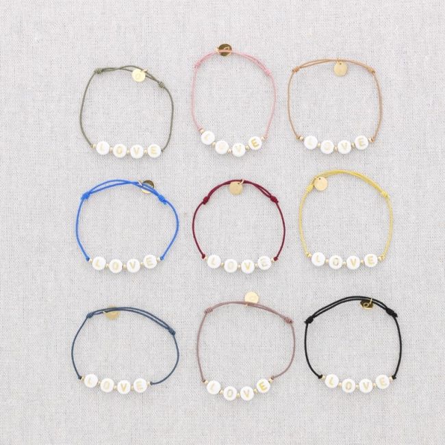 PULSERA ELÁSTICA LOVE CUENTAS ACERO