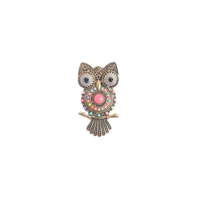 BEADS METAL FIGURE BROOCH